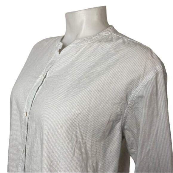 Pure DKNY Pin Striped White Button Down Boyfriend’s Shirt Dress Size M - Picture 11 of 12